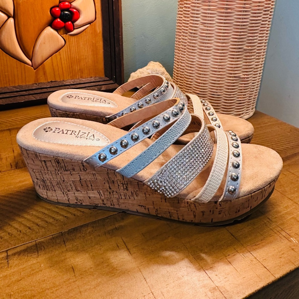 Patrizia Women's Studded Wedge Sandals - Silver Size 40/ US 9.5-10
